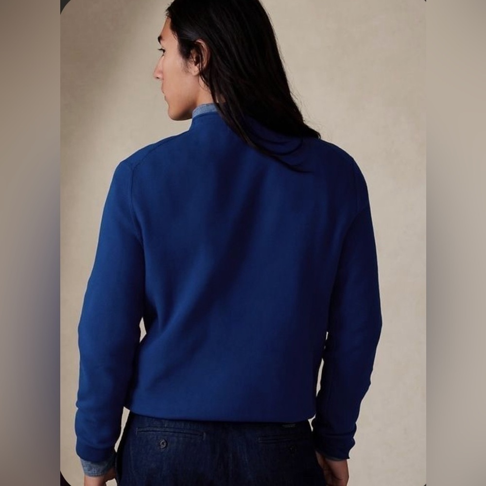 NWT Banana Republic Men’s Organic Cotton Honeycomb Crew Sweater | Blue | XL